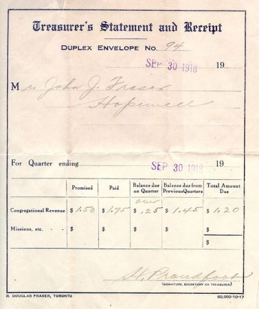 Union Presbyterian Church inside of envelope 263